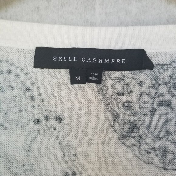Skull Cashmere Linen Graphic T-Shirt Skulls Size Medium Small Repair - Picture 5 of 11